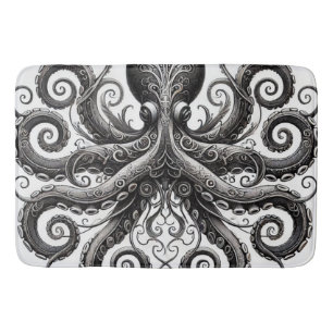 Tapis De Bain Kraken Steampunk Octopus Ornate Black