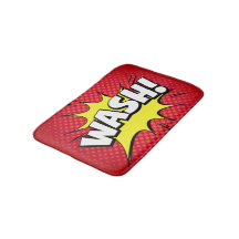 La bande dessinée "Laver !" Bath Mat - Rouge