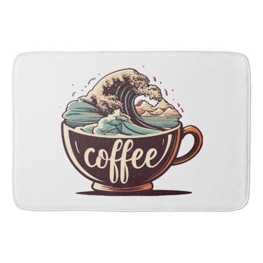 Tapis De Bain La Grande Vague De Café (Devant)