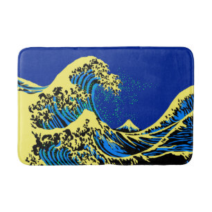 Tapis De Bain La grande vague de Hokusai dans le style d'art de