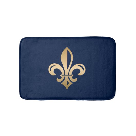 Tapis De Bain La luxueuse Gold Fleur de Lis Navy (Devant)