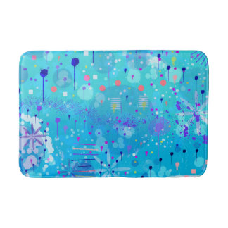 Tapis De Bain La machine à bulles : Art abstrait bleu