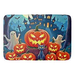 Tapis De Bain La nuit d'Halloween : Art effrayant et amusant