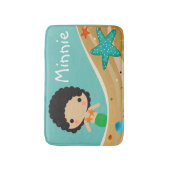 Tapis De Bain La sirène verte avec les cheveux noirs bouclés (Devant (Vertical))