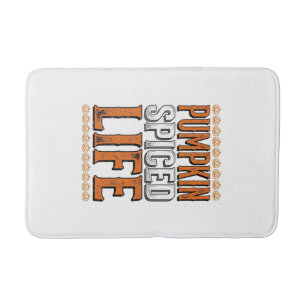 Tapis De Bain La vie épicée de citrouille Typographie vintage Ha