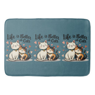 Tapis De Bain La vie est meilleure avec des chats esthétique de