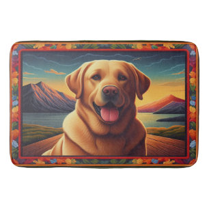 Tapis De Bain Labrador Retriever Dog Landcape Floral décoratif