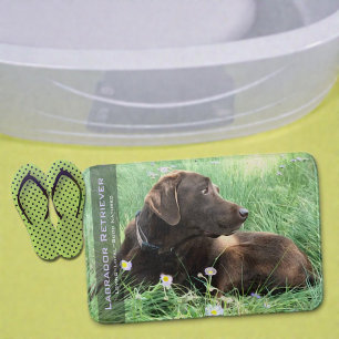 Tapis De Bain Labrador Retriever In Grass and Purple Flowers