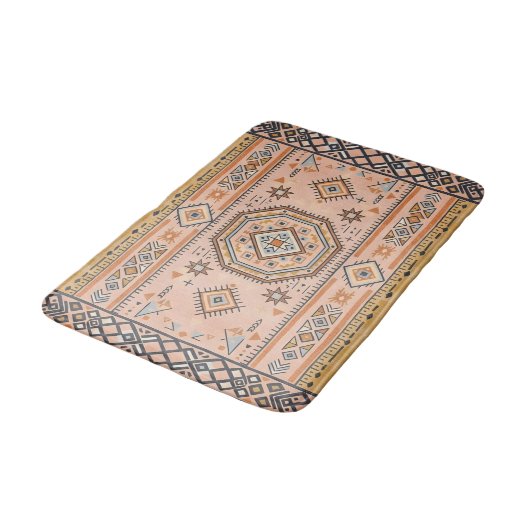 Tapis De Bain Labyrinthe Doré – Géométrie Marocaine Moderne (Angle)