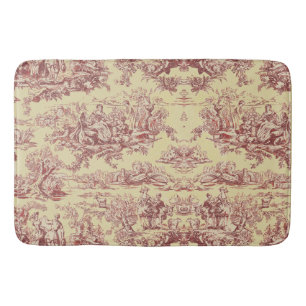 Tapis De Bain Lac vintage jaune rouge toile de jouy
