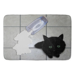 Tapis De Bain Lait déversé et Kitty noir