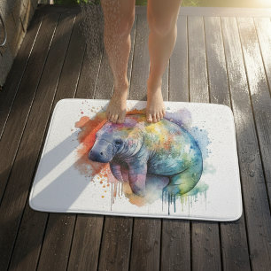 Tapis De Bain Lamantin de récif arc-en-ciel