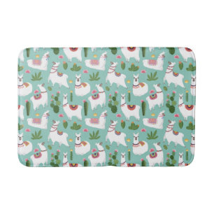 Tapis De Bain Lamas mignons sur le motif turquoise