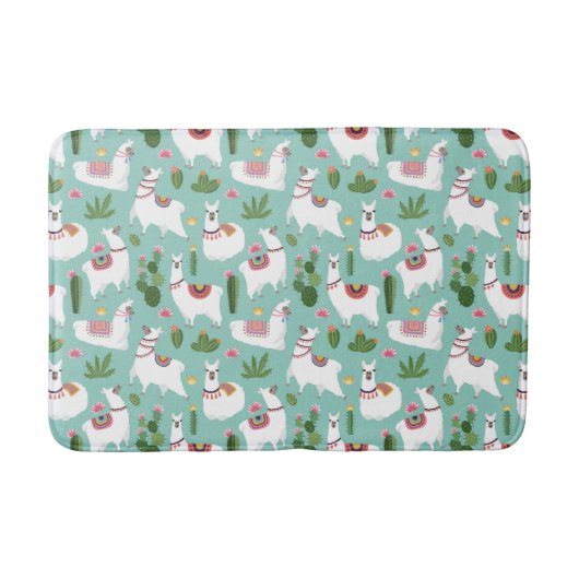 Tapis De Bain Lamas mignons sur le motif turquoise (Devant)