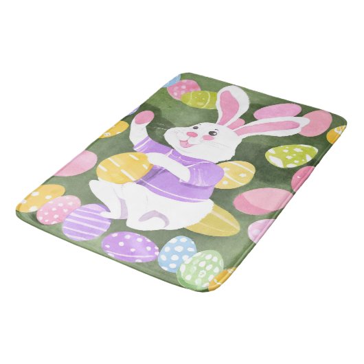 Tapis De Bain lapin avec oeufs de pâques (Angle)
