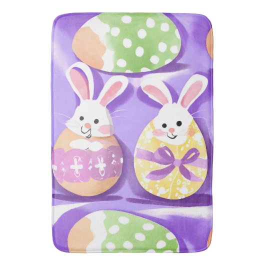 Tapis De Bain lapin avec oeufs de pâques (devant Vertical)