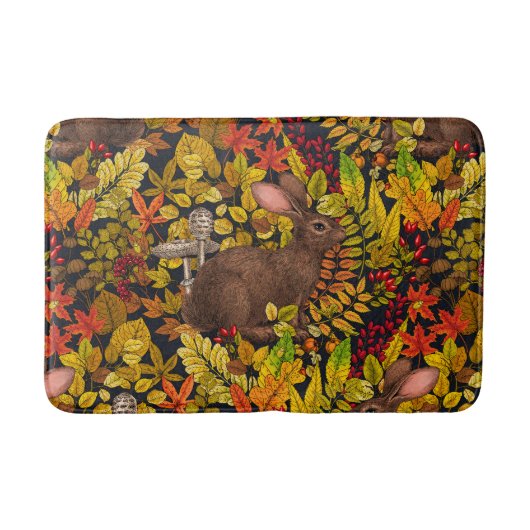 Tapis De Bain Lapin d'automne en noir (Devant)