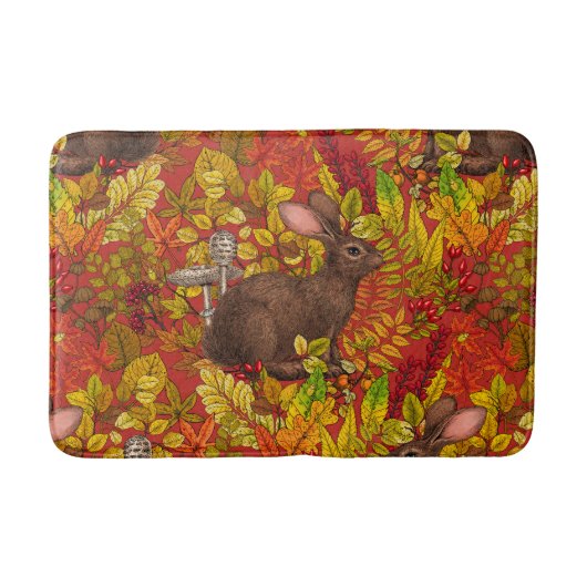 Tapis De Bain Lapin d'automne en rouge (Devant)