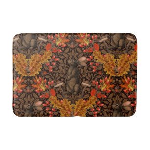 Tapis De Bain Lapin d'automne sur brun