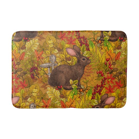 Tapis De Bain Lapin d'automne sur ocre (Devant)