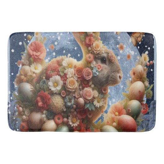 Tapis De Bain Lapin de Pâques en fleurs (Devant)