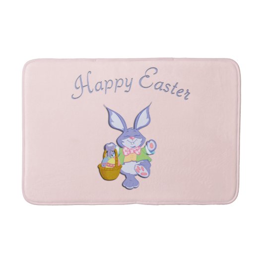 Tapis De Bain Lapin de Pâques Violet Dansant Rose (Devant)