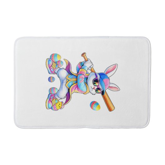 Tapis De Bain Lapin drôle Tie Dye Baseball Pâques Lapin Hommes G (Devant)