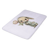 Tapis De Bain Lapin mignon tenant une Tulipe (Angle)