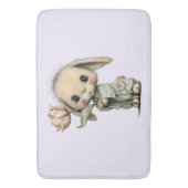Tapis De Bain Lapin mignon tenant une Tulipe (devant Vertical)