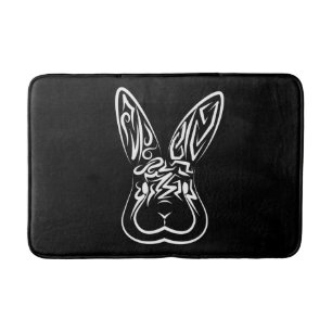 Tapis De Bain Lapin tribal noir et blanc