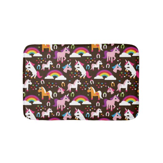 Tapis De Bain l'arc-en-ciel de licorne badine le cheval (Devant)