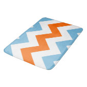 Tapis De Bain Large Motif Zigzag Orange Blanc & Bleu (Angle)
