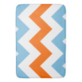Tapis De Bain Large Motif Zigzag Orange Blanc & Bleu (devant Vertical)