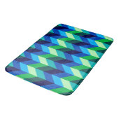 Tapis de bain large ombré chevrons bleu vert (Angle)