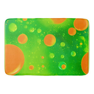 Tapis De Bain L'art Abstrait de la bulle orange et verte