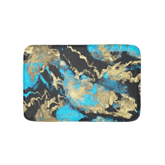 Tapis De Bain L'art Abstrait Turquoise et Or (Devant)