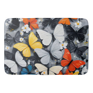 Tapis De Bain L'art acrylique aux papillons colorés,