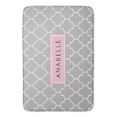 Tapis De Bain Latticwork gris, Trellis marocain, Votre Nom (devant Vertical)