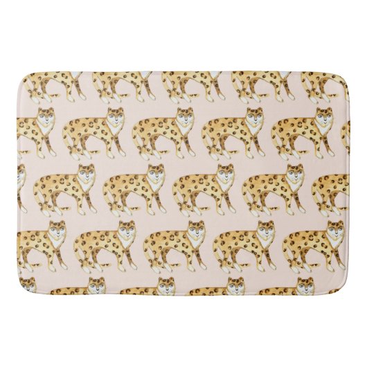 Tapis De Bain Laughing Leopards Smiling Chats Motif rose (Devant)