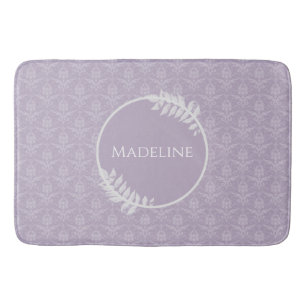 Tapis De Bain Lavande Elegant Damask Personnalisé