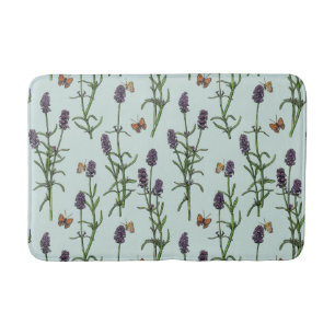 Tapis De Bain Lavande et papillons sur verre de mer