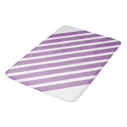 Tapis De Bain Lavande et rayures blanches (Angle)