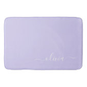 Tapis De Bain Lavande Purple Script Moderne Fille Monogramme Nom (Devant)