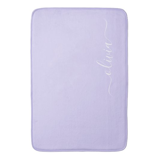 Tapis De Bain Lavande Purple Script Moderne Fille Monogramme Nom (devant Vertical)