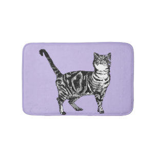 Tapis De Bain Lavande Tabby Chat Pastel Filles Chats Animaux de