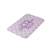 Tapis De Bain Lavande violet blanc dentelle Nom et monogramme (Angle)