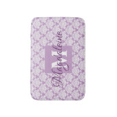 Tapis De Bain Lavande violet blanc dentelle Nom et monogramme (Devant (Vertical))