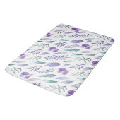 Tapis De Bain Lavande violette Feuille moderne et vert Turquoise (Angle)