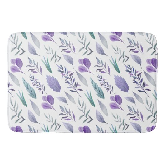 Tapis De Bain Lavande violette Feuille moderne et vert Turquoise (Devant)