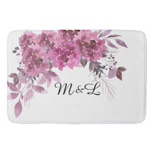 Tapis De Bain *~* Lavender Magenta Monogramme Hydrangea Romantiq